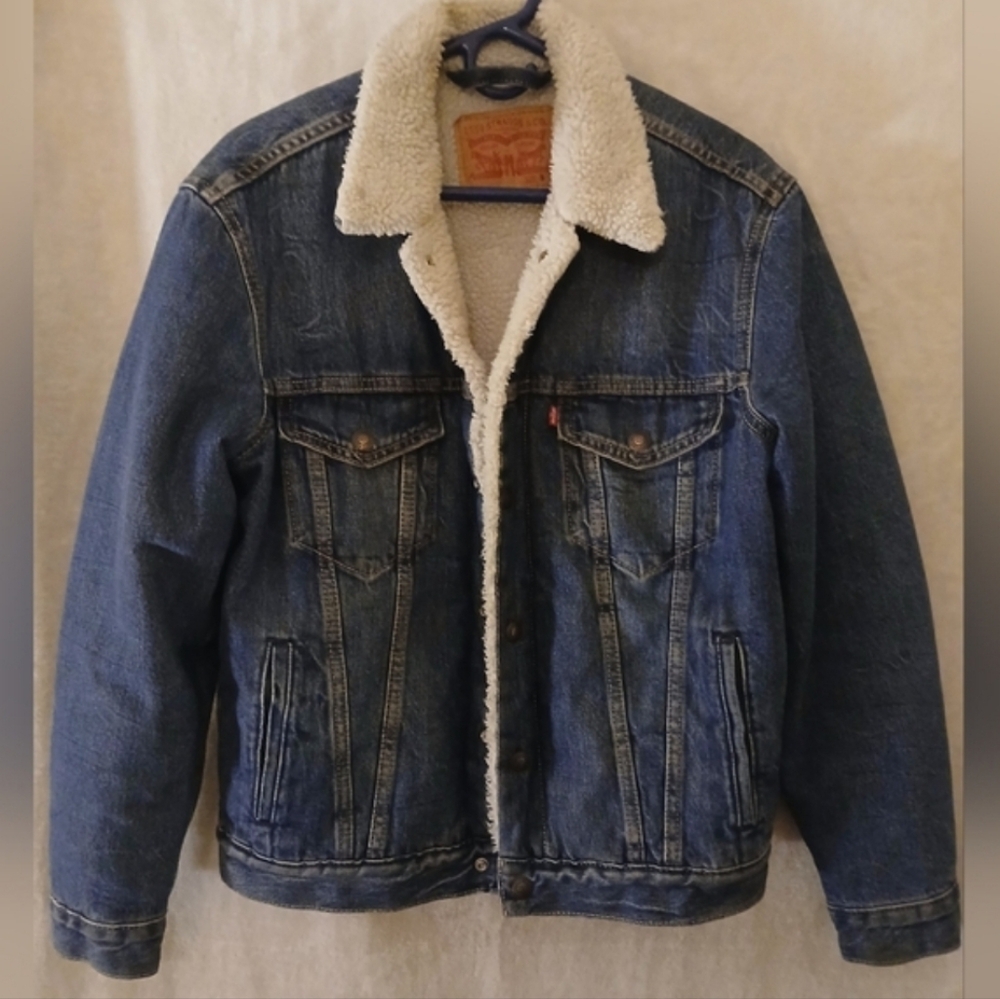 LEVI'S Blue Denim Sherpa Jacket Sz Men's Small